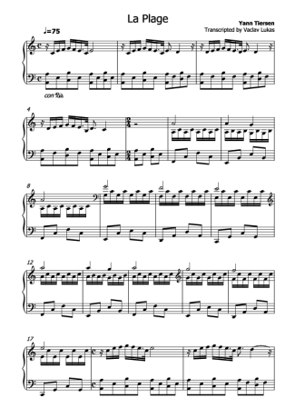 Yann Tiersen La Plage score for Piano