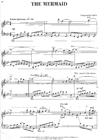 Yanni The Mermaid score for Piano