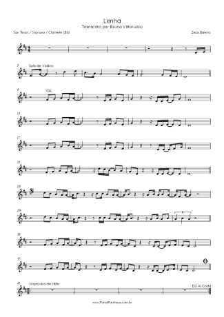Zeca Baleiro  score for Tenor Saxophone Soprano (Bb)