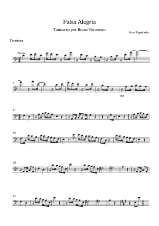 Zeca Pagodinho Falsa Alegria score for Trombone