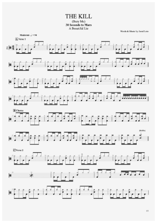 34920 Sheet music - The Kill (Bury Me) - Drums