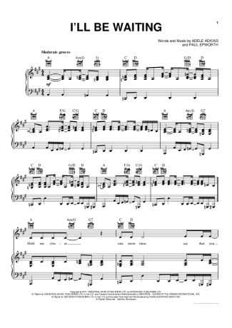 2804 Sheet music -  I´ll Be Waiting - Piano