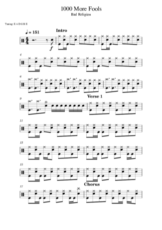 40420 Sheet music - 1000 More Fools - Drums