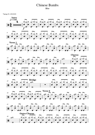 41709 Sheet music - Chinese Bombs - Drums