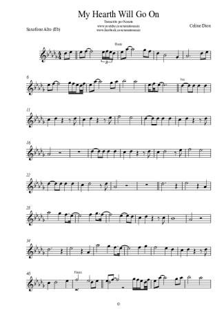 21129 Sheet music - My Heart Will Go On - Alto Saxophone