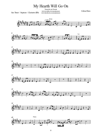 27990 Sheet music - My Heart Will Go On - Clarinet (Bb)