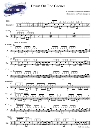 7516 Sheet music - Down In The Corner - Drums