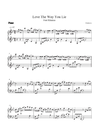 692 Sheet music -  Love The Way You Lie (Feat Rihanna) - Piano
