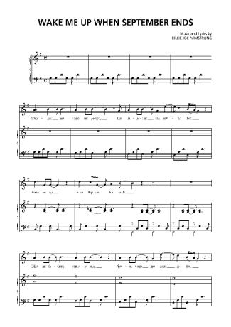 1512 Sheet music -  Wake Me Up When September Ends - Piano