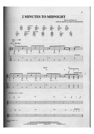 15635 Sheet music - 2 Minutes To Midnight - Guitar