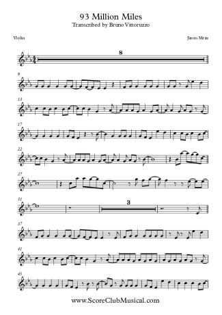8606 Sheet music - 93 Million Miles - Violin