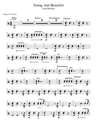 42354 Sheet music - Young And Beautiful - Drums