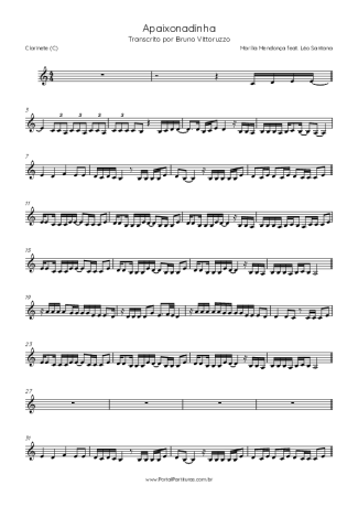 33748 Sheet music - Apaixonadinha - Clarinet (C)