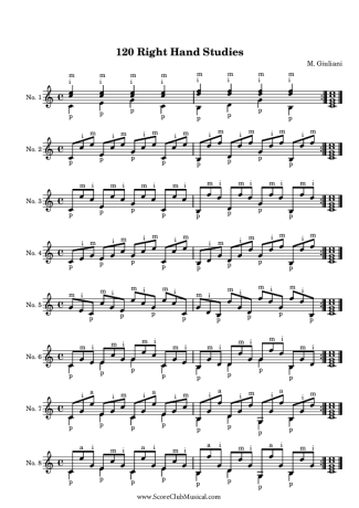 7718 Sheet music - 120 Estudos para Mão Direita Op 1 - Acoustic Guitar