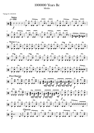 41733 Sheet music - 1000000 Years Bc - Drums