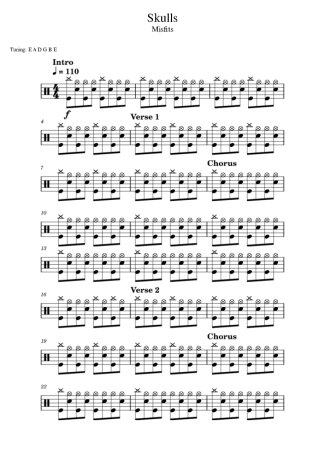 40363 Sheet music - Skulls - Drums