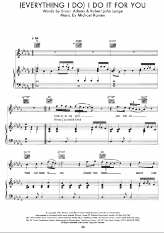 23567 Sheet music - (Everything I Do) I Do It For You - Piano