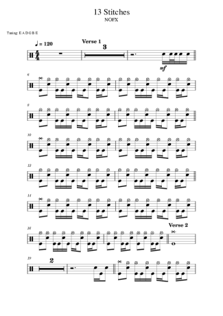 40693 Sheet music - 13 Stitches - Drums
