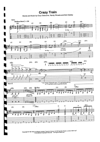 15296 Sheet music - Crazy Train - Guitar