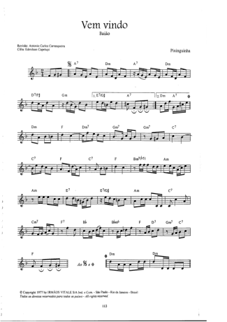 16973 Sheet music - Vem Vindo - Mandolin