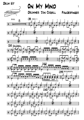8996 Sheet music - (Baby I’ve Got You) On My Mind - Drums