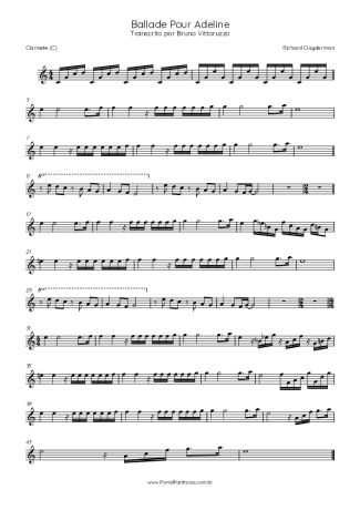 42221 Sheet music - Ballade Pour Adeline - Clarinet (C)