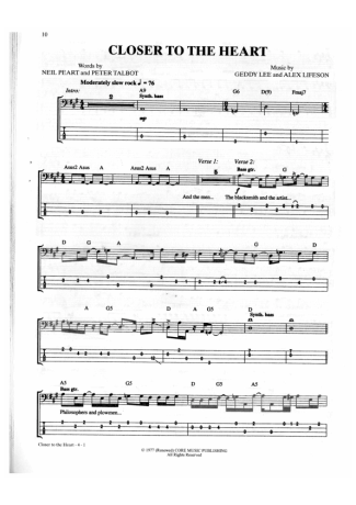 23513 Sheet music - Closer To The Heart - Bass