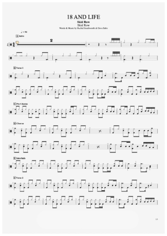 33447 Sheet music - 18 And Life - Drums