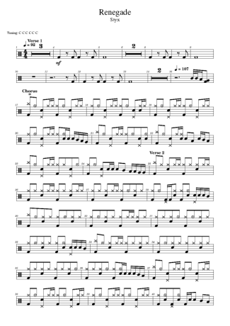 43733 Sheet music - Renegade - Drums