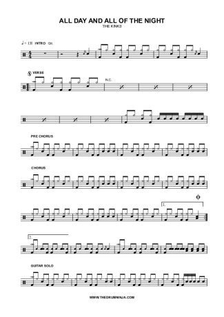 8756 Sheet music - All Day and All of The Night - Drums