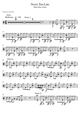 37604 Sheet music - Never Too Late - Drums