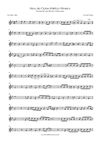 30502 Sheet music - Hino Do Clube Atlético Mineiro - Clarinet (Bb)