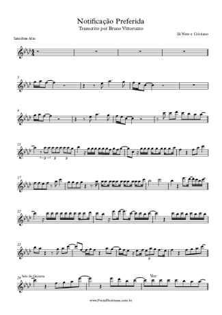 7282 Sheet music - Notificação Preferida - Alto Saxophone