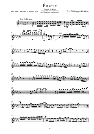 É O Amor - Zezé Di Camargo e Luciano | Sheet Music for Tenor Saxophone Soprano (Bb) | PDF Download