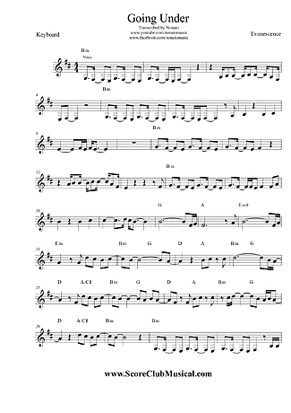 5494 Partitions - Going Under - Clavier