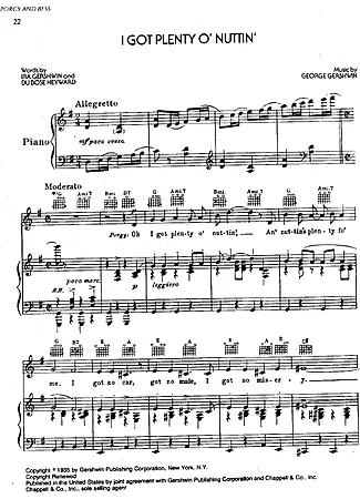 1900 Partitura -  I Got Plenty O´ Nuttin´ - Piano