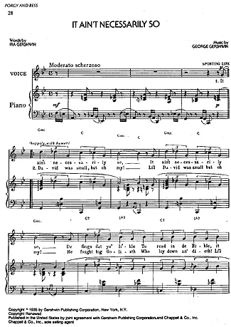 1901 Partitura -  It Ain´t Necessarily So - Piano