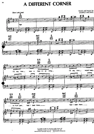 A Different Corner - George Michael | Bladmuziek voor Piano | PDF-download