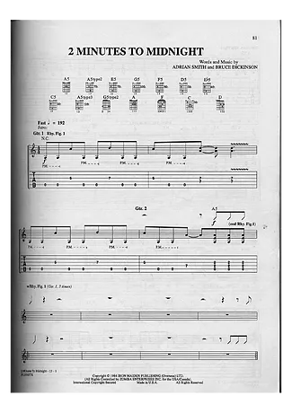 15635 Partitions - 2 Minutes To Midnight - Guitare
