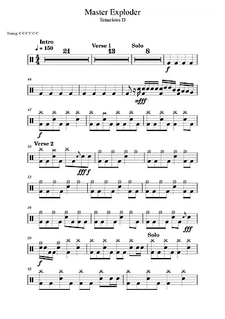 Master Exploder - Tenacious D | 鼓的乐谱 | PDF下载