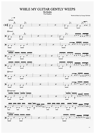 33730 Sheet music - While My Guitar Gently Weeps - Drums