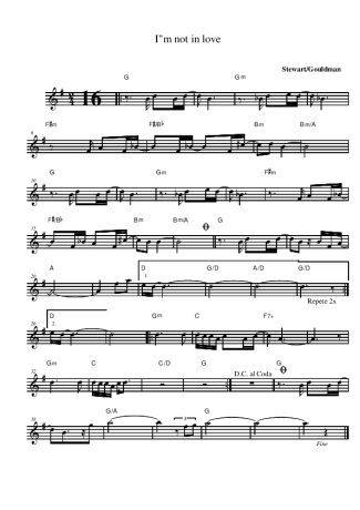 10cc I´m Not In Love score for Alto Saxophone