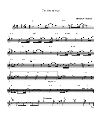 10cc I´m Not In Love score for Clarinet (Bb)