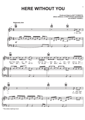 3 Doors Down  score for Piano