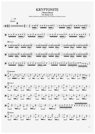 3 Doors Down  score for Drums