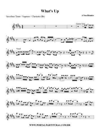 4 Non Blondes What´s Up score for Clarinet (Bb)