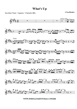4 Non Blondes  score for Tenor Saxophone Soprano (Bb)