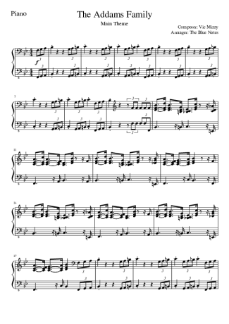 A Família Adams Tema score for Piano