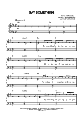 A Great Big World Say Something score for Piano