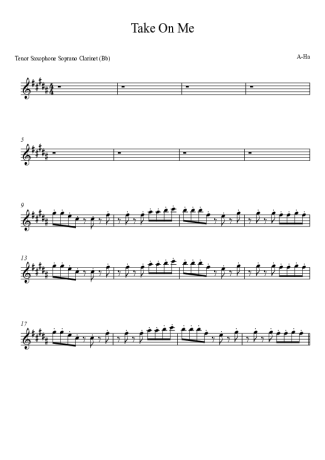 A-ha Ha - Take On Me score for Clarinet (Bb)